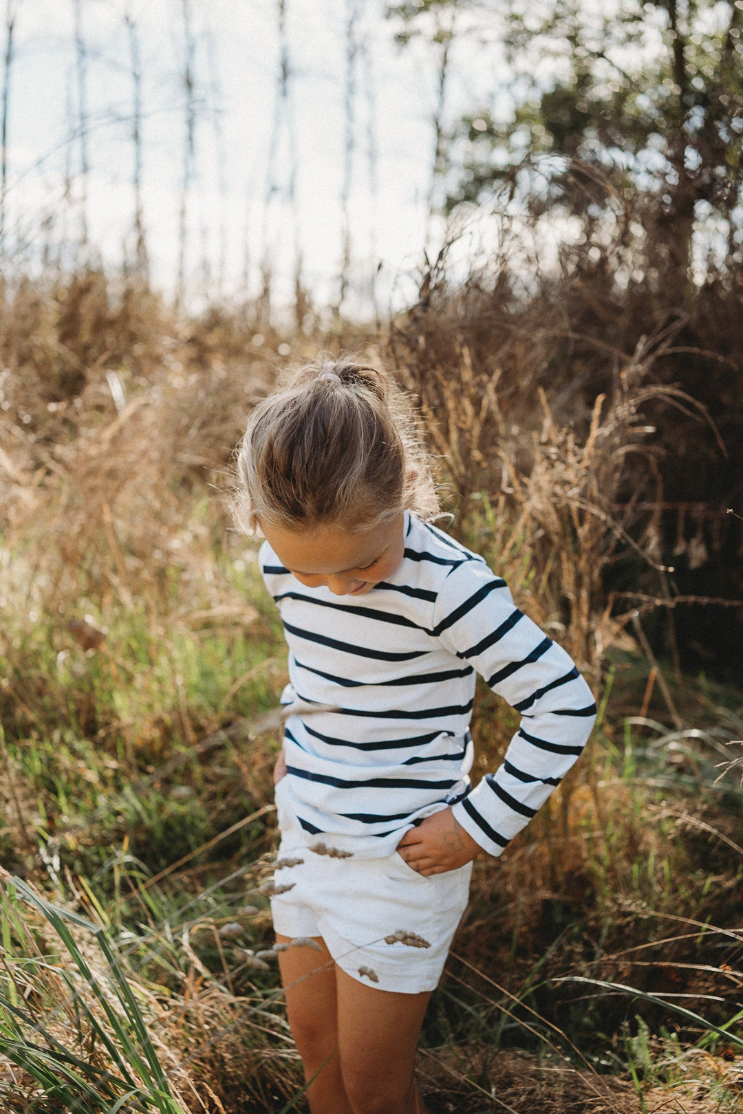 White and Navy Stripe Skivvy - Hide and Seek Clothing