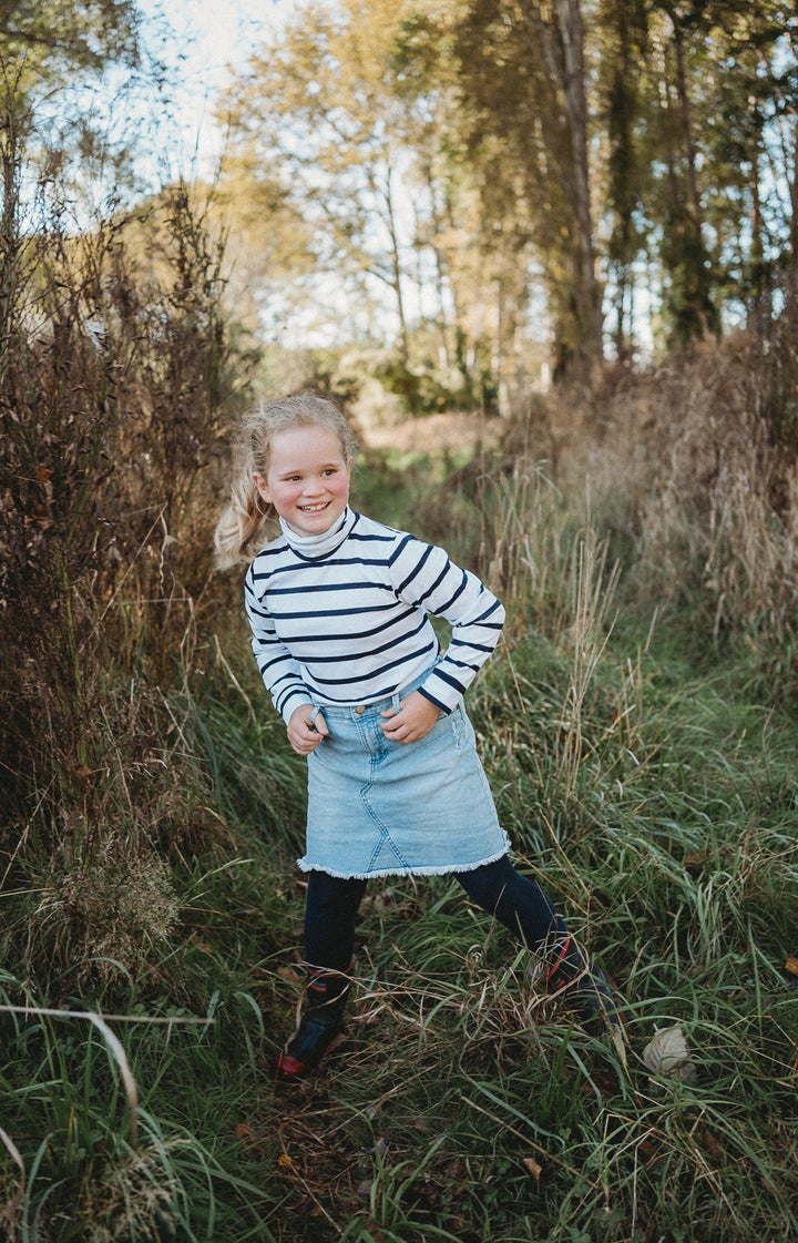 White and Navy Stripe Skivvy - Hide and Seek Clothing